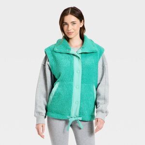 Women's High Pile Vest - JoyLab Turqouise Green S